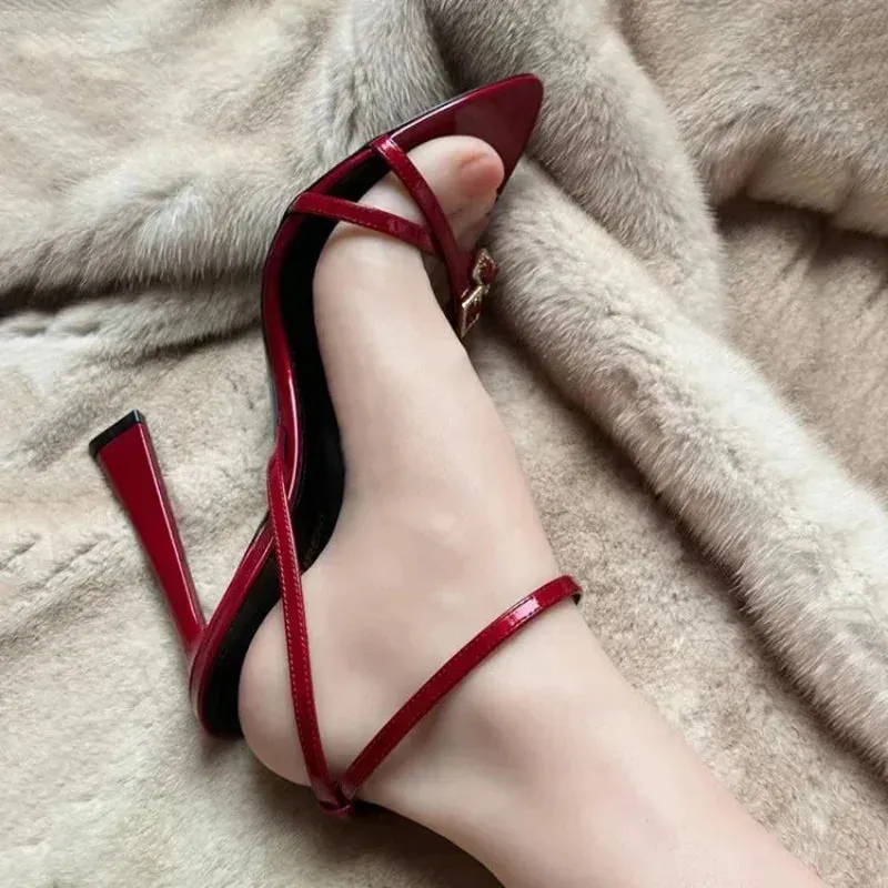 2023 New Womens High Heel Sandals Summer Transparent Heels Luxury Rhinestone Strap Slingbacks Female Sexy Wedding Sandal