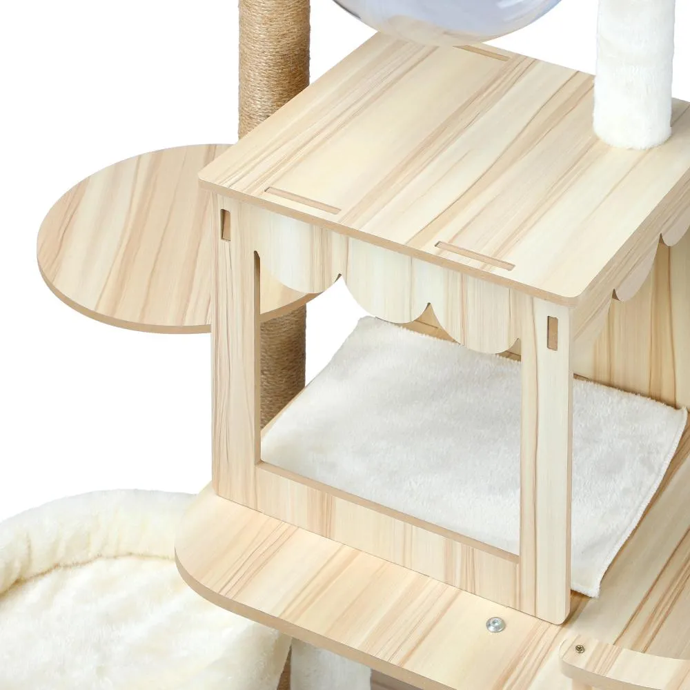 Alopet 131 cm Cat Tree with Scratching Post Cat Condo Ladder