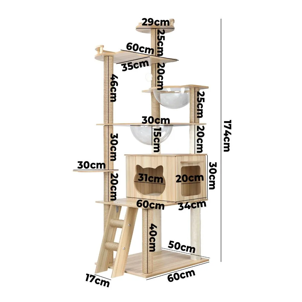 Alopet 174 cm Cat Tree with Scratching Post Cat Condo Ladder