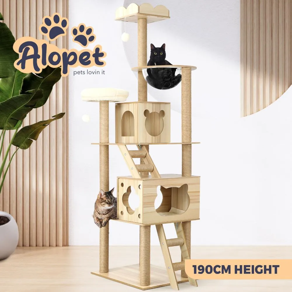 Alopet 190cm Wooden Cat Tree with Ladder