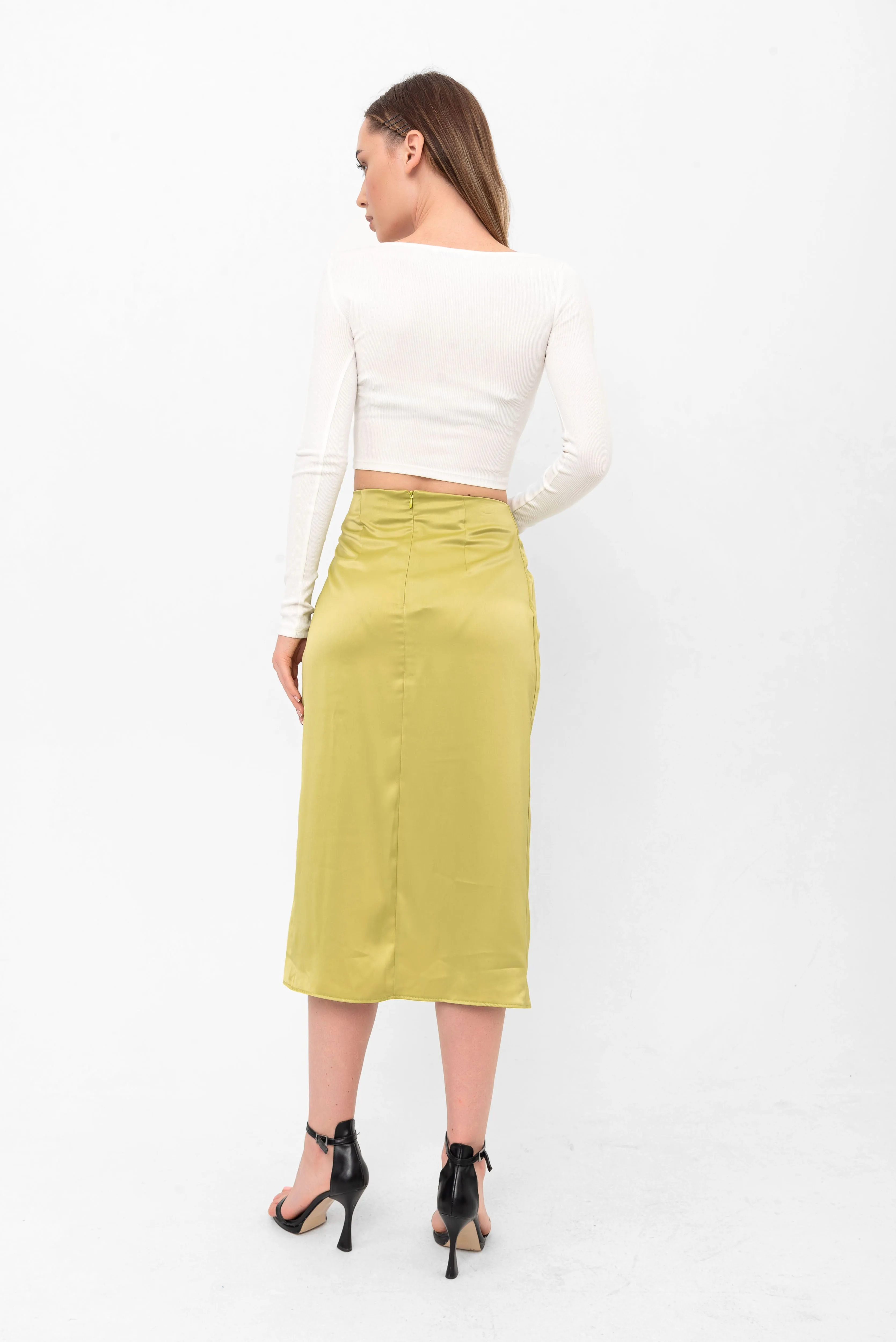 Audriana Wrap-Around Midi Skirt - Green