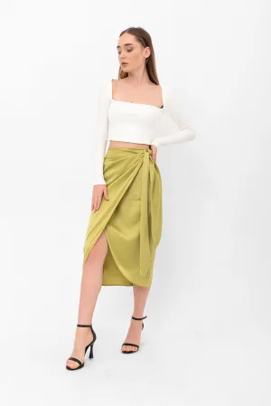 Audriana Wrap-Around Midi Skirt - Green