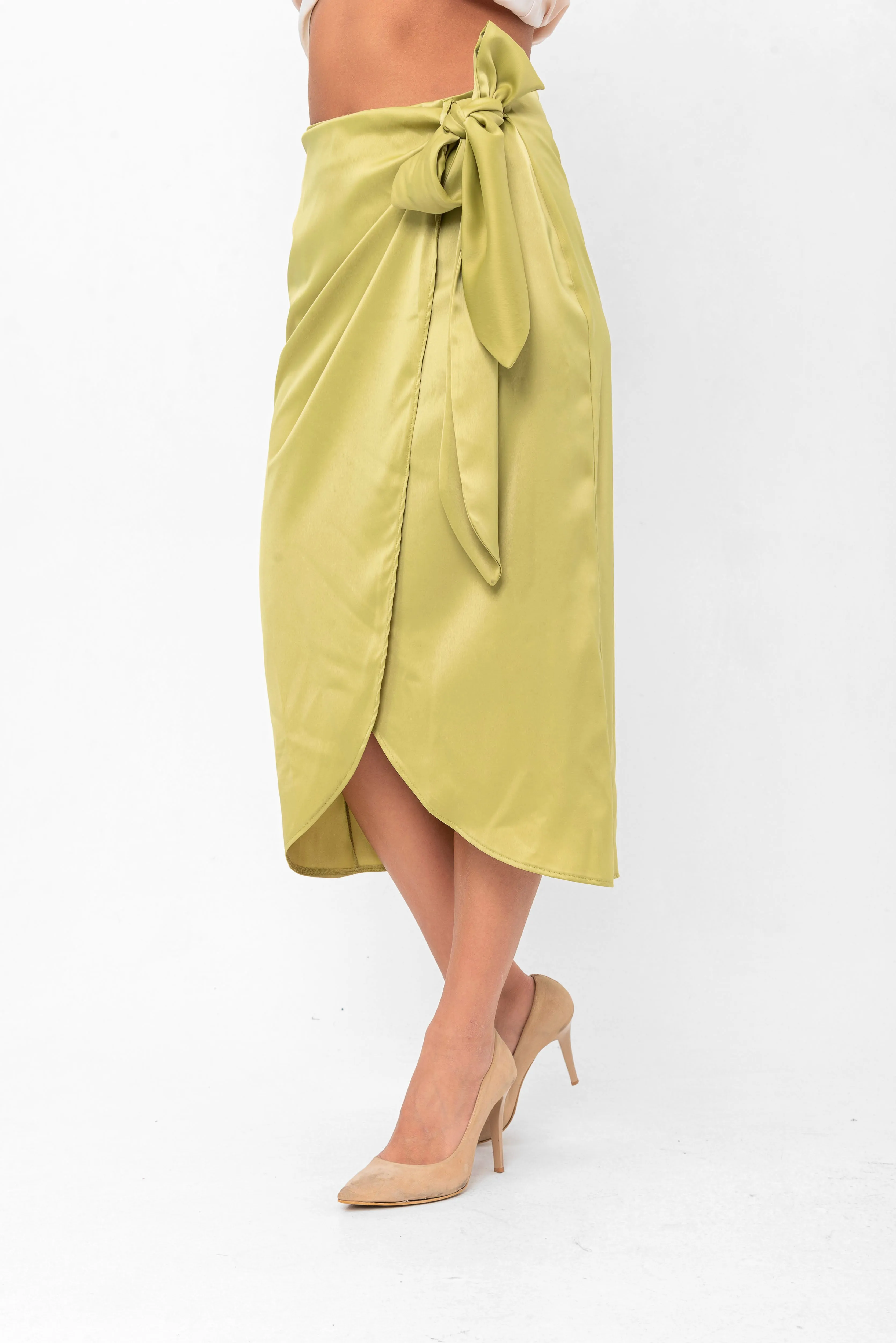 Audriana Wrap-Around Midi Skirt - Green