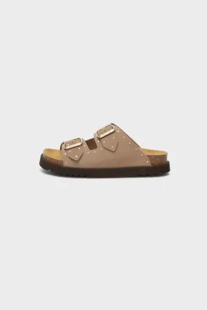 BEATRIZ SANDAL SUEDE - DARK BEIGE/GOLD