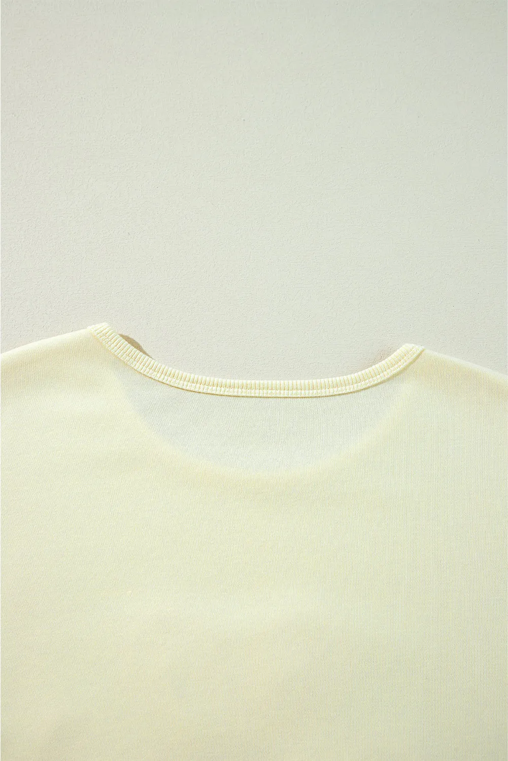 Beige Tinsel Flower Dropped Puff Sleeve Sweatshirt