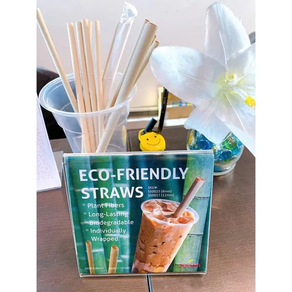 Big Biodegradable Bamboo Straw , Individually Wrapped Paper (12mm x 23cm), - Eco-Friendly - 2000/Case