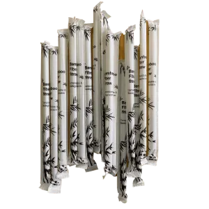 Big Biodegradable Bamboo Straw , Individually Wrapped Paper (12mm x 23cm), - Eco-Friendly - 2000/Case
