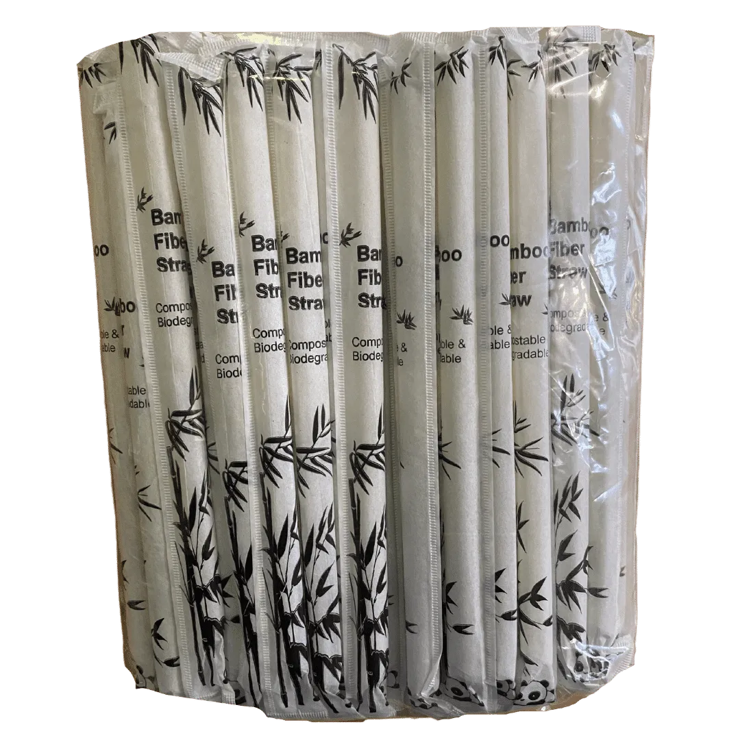 Big Biodegradable Bamboo Straw , Individually Wrapped Paper (12mm x 23cm), - Eco-Friendly - 2000/Case