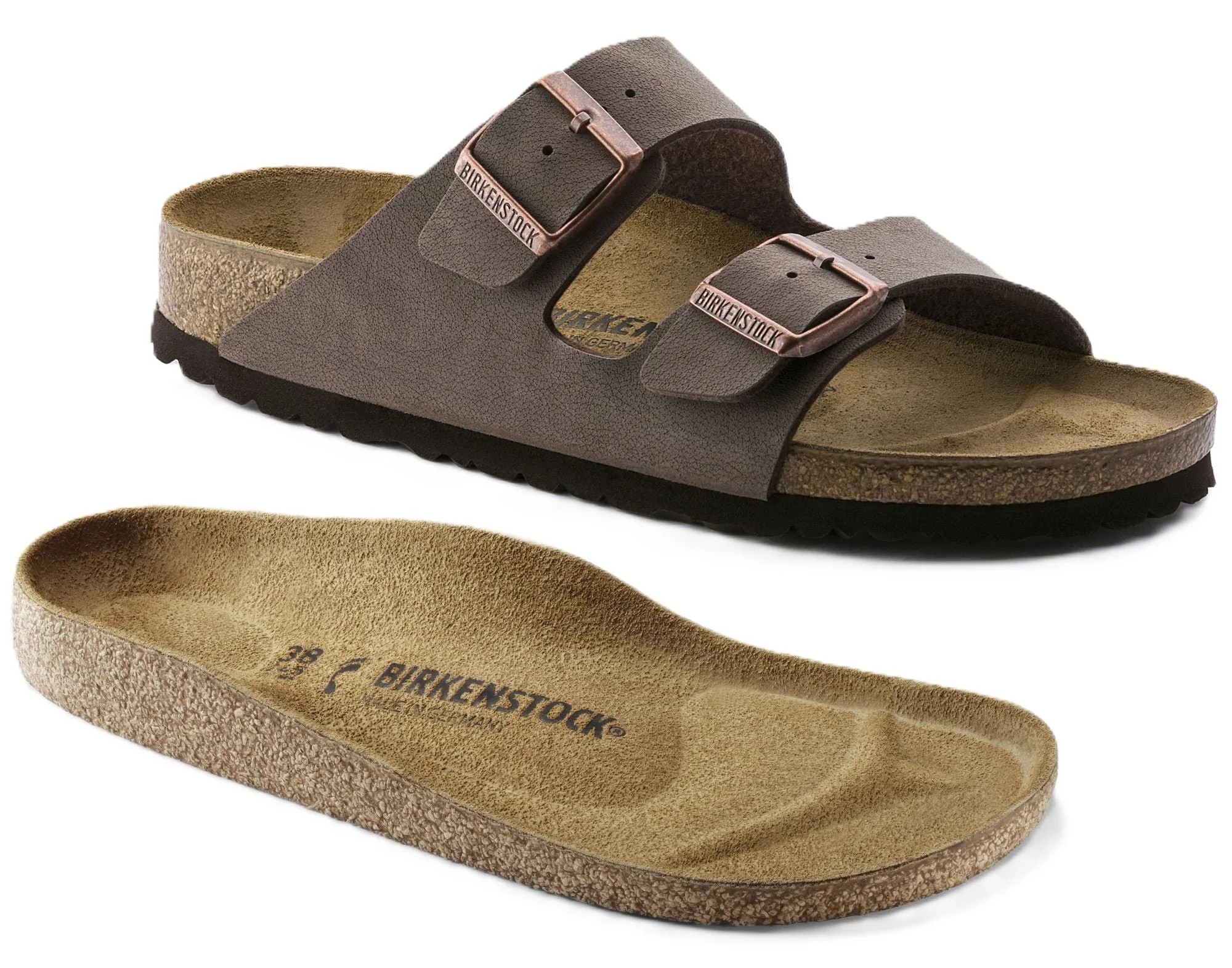 Birkenstock Arizona Sandals - Mocha Birkibuc | Comfortable Cork Footbed