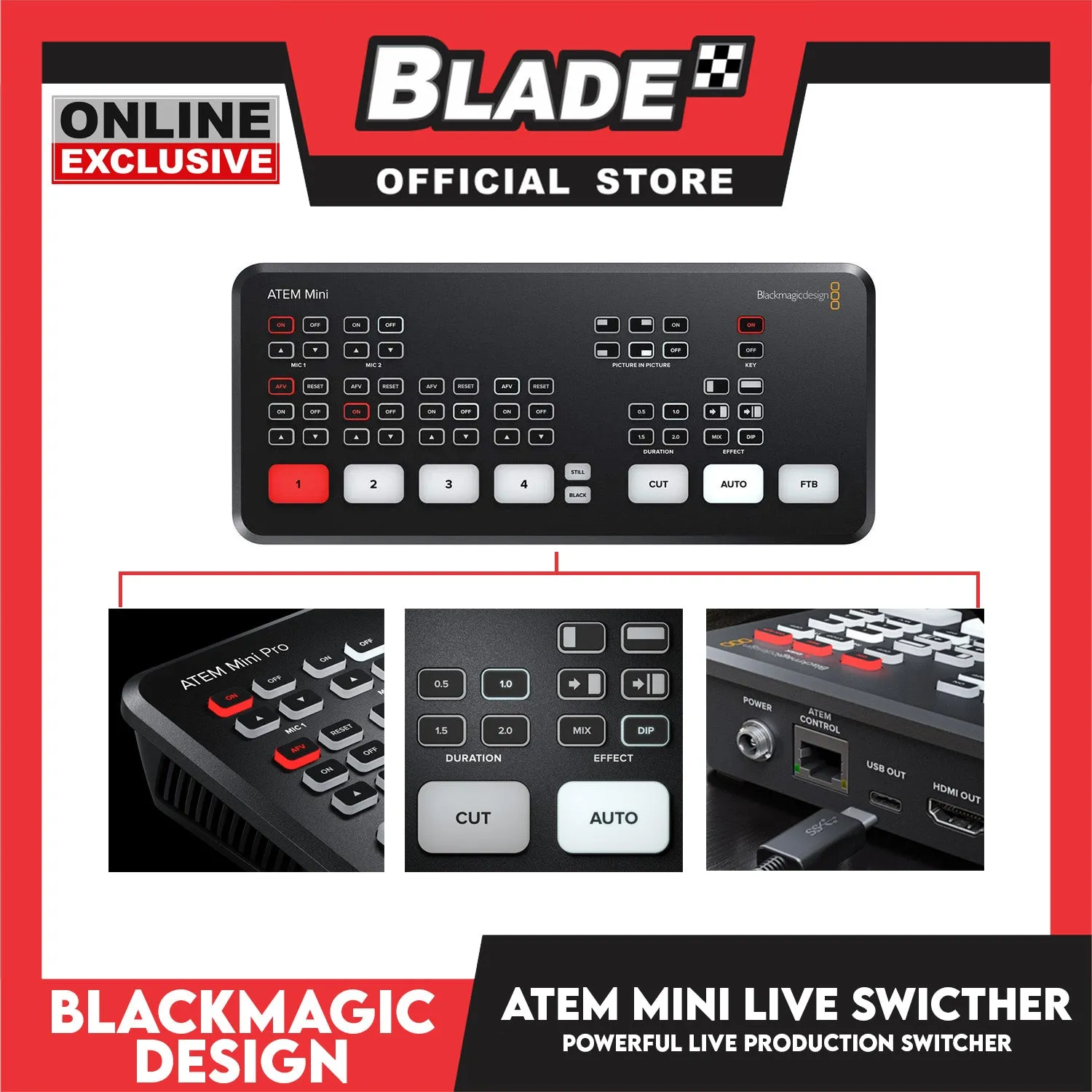 Blackmagic Design Atem Mini HDMI Live Switcher Stream Live Broadcast Switcher Controller