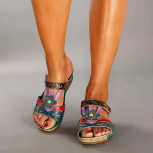 Boho Slip-On Sandals | Multicolor | Comfortable & Stylish