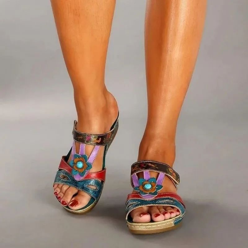 Boho Slip-On Sandals | Multicolor | Comfortable & Stylish