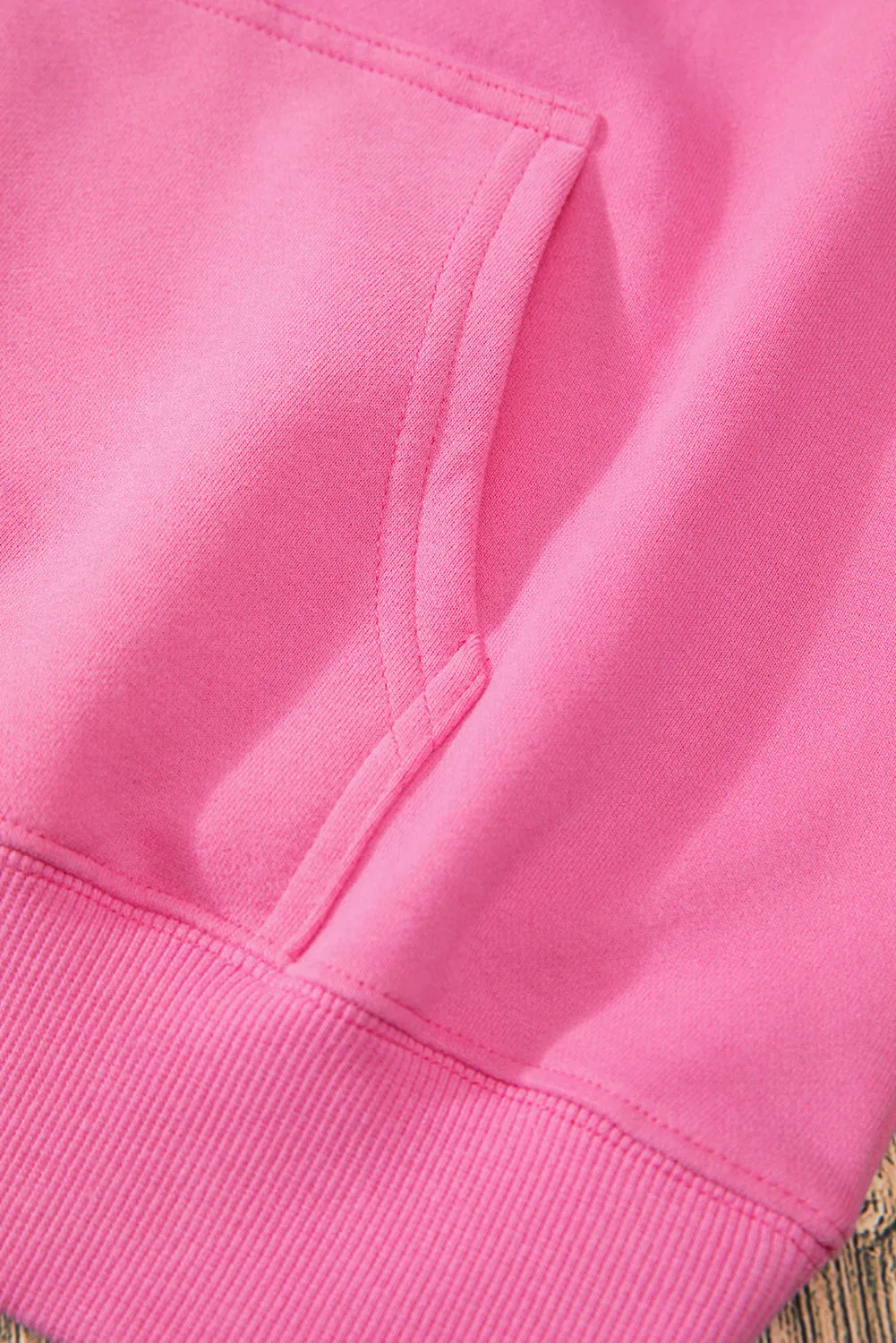 Bonbon Fleece Lined Kangaroo Pocket Drawstring Chunky Hoodie