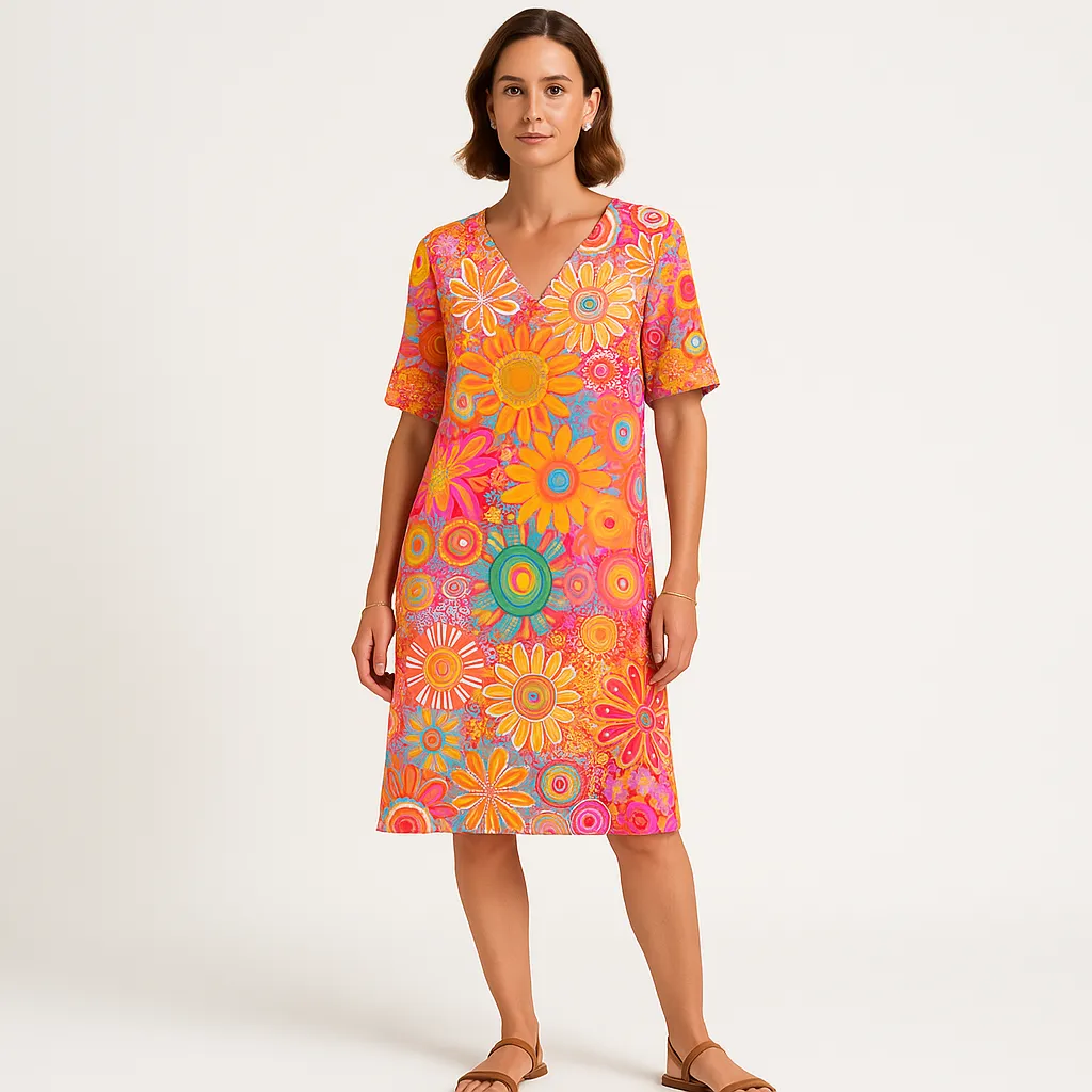 Bright Floral Tunic Dress | Lightweight | Vibrant and Comfortable