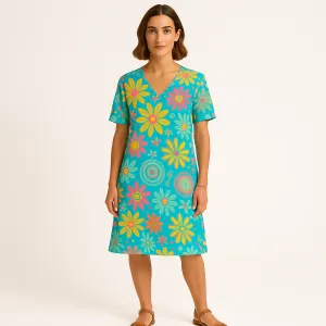 Bright Floral Tunic Dress | Lightweight | Vibrant and Comfortable