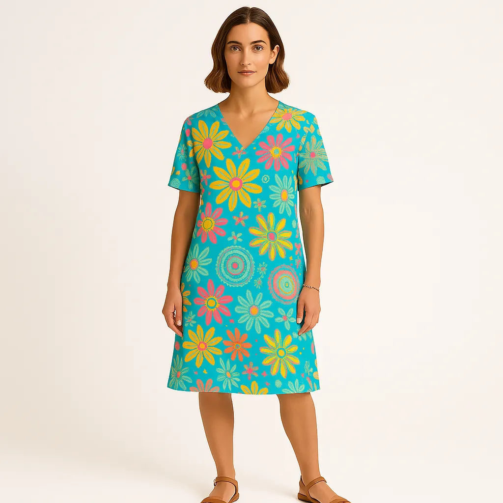 Bright Floral Tunic Dress | Lightweight | Vibrant and Comfortable