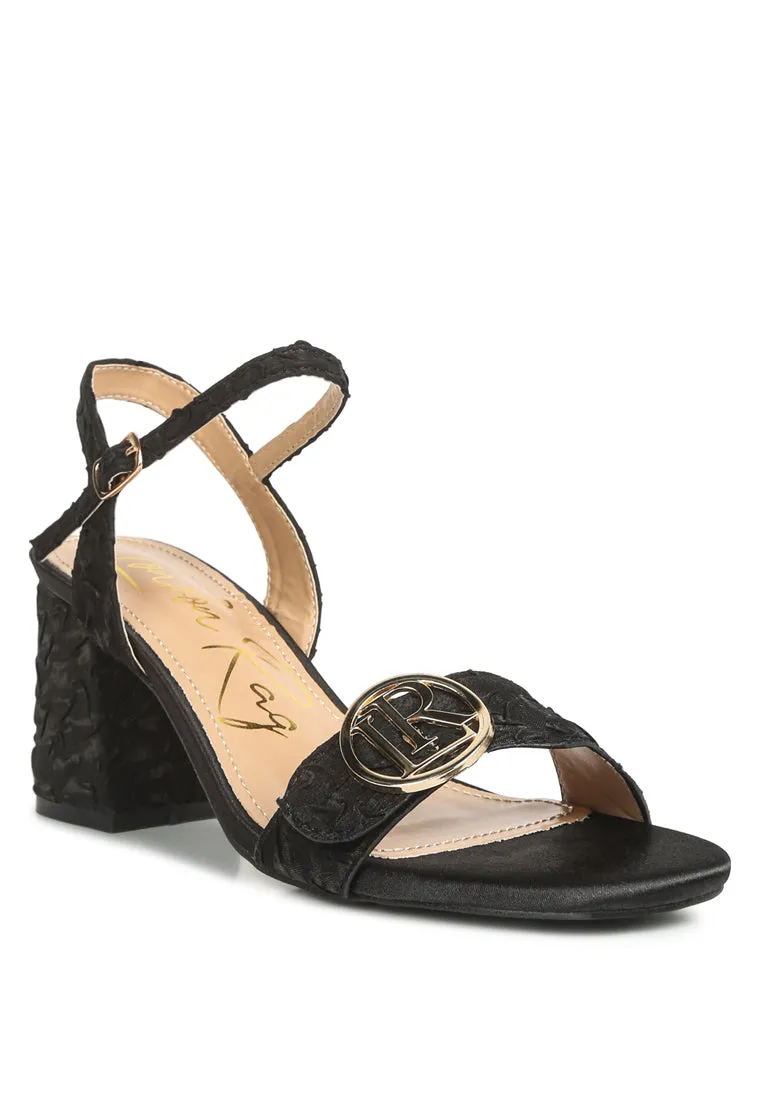 Chaplet Textured Block Heel Sandals