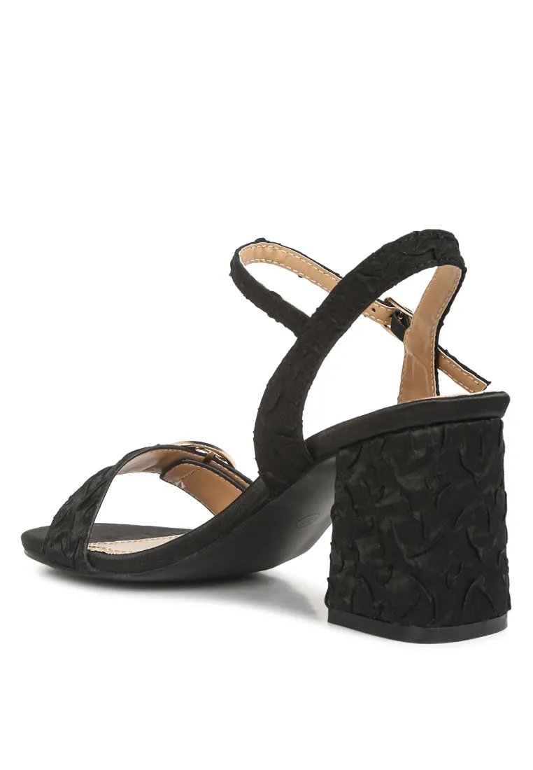 Chaplet Textured Block Heel Sandals