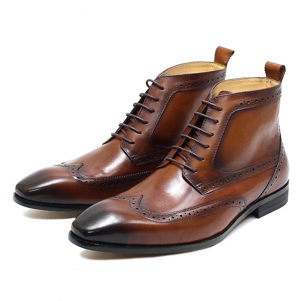 Classic Calfskin Real Cowhide Leather Men Boot