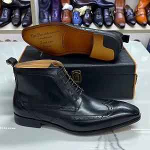 Classic Calfskin Real Cowhide Leather Men Boot