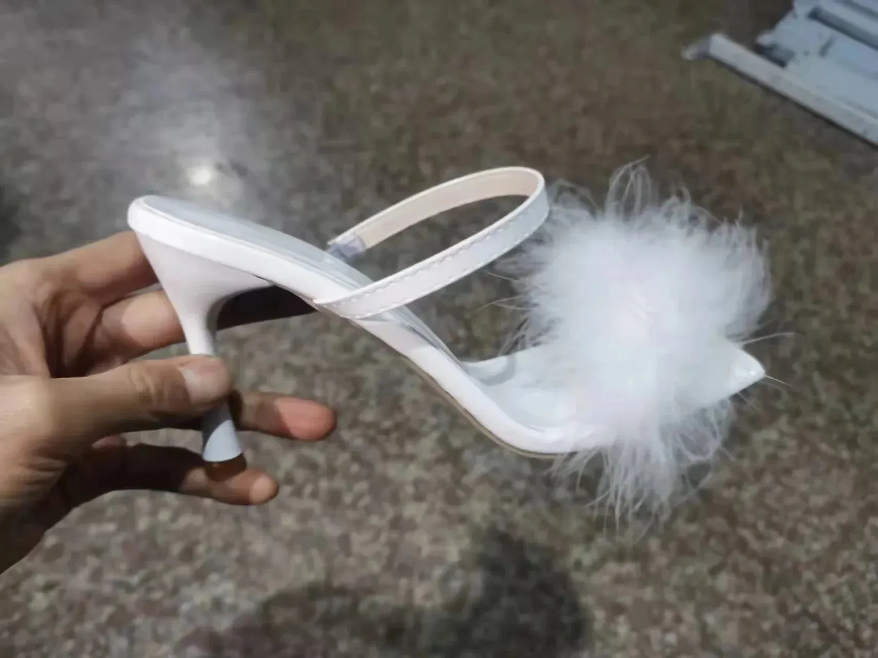 Clear PVC Transparent Pumps Slip-On Thin Heel High Heels Point Toes Womens Party Shoes Nightclub Pumps White Size 36-43
