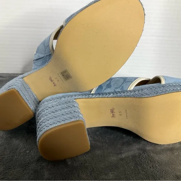 Coach Sloan Espadrille Sandals Chambray Size 9.5 Spring Easter Weddings