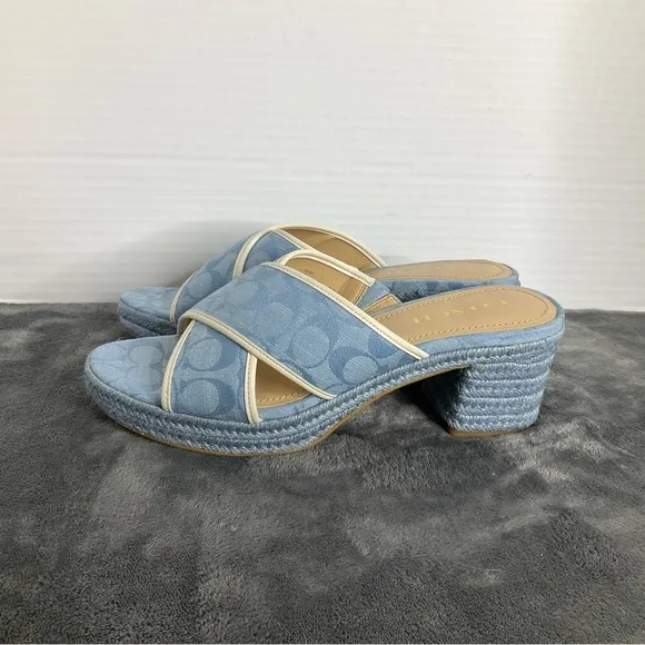 Coach Sloan Espadrille Sandals Chambray Size 9.5 Spring Easter Weddings