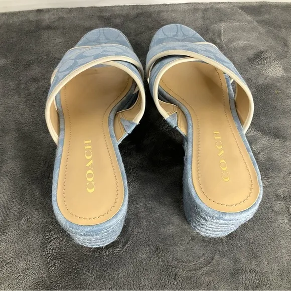 Coach Sloan Espadrille Sandals Chambray Size 9.5 Spring Easter Weddings