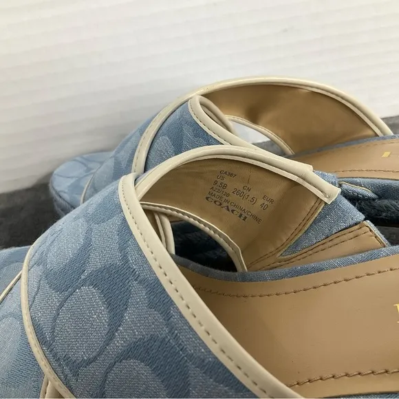Coach Sloan Espadrille Sandals Chambray Size 9.5 Spring Easter Weddings