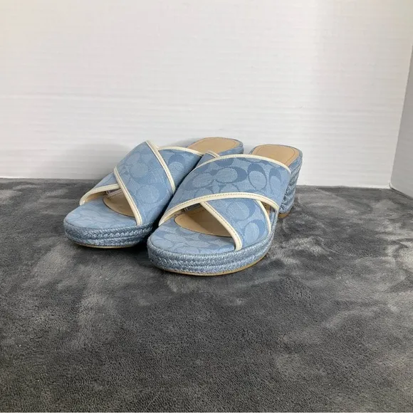 Coach Sloan Espadrille Sandals Chambray Size 9.5 Spring Easter Weddings