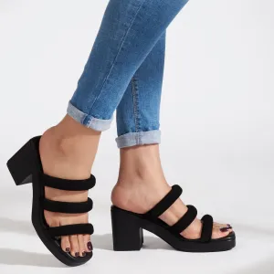 Dijon Black Suede Platform Heels For Women