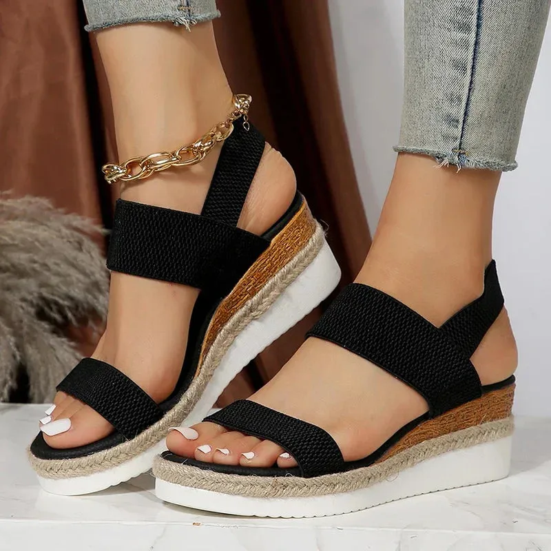 Elastic Strap Platform Sandals | Lightweight & Comfortable | Casual Wear
