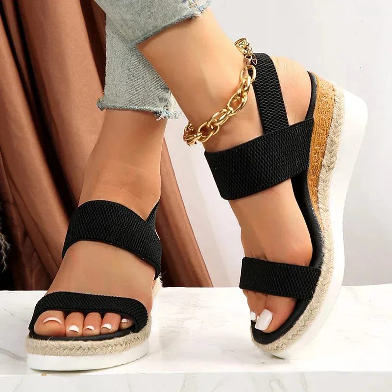 Elastic Strap Platform Sandals | Lightweight & Comfortable | Casual Wear