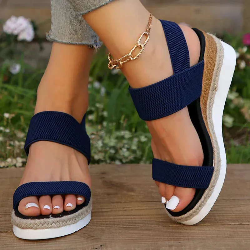 Elastic Strap Platform Sandals | Lightweight & Comfortable | Casual Wear