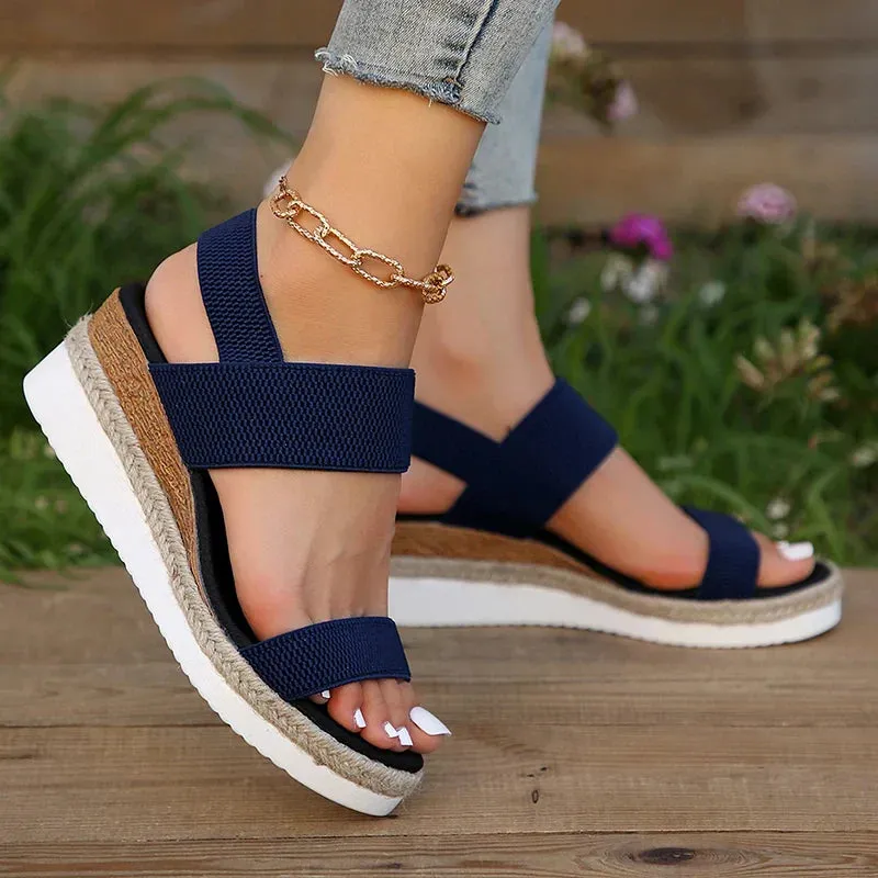 Elastic Strap Platform Sandals | Lightweight & Comfortable | Casual Wear