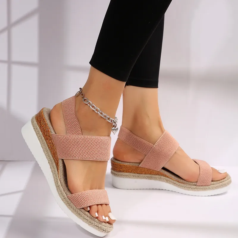 Elastic Strap Platform Sandals | Lightweight & Comfortable | Casual Wear