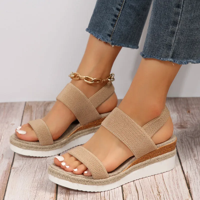 Elastic Strap Platform Sandals | Lightweight & Comfortable | Casual Wear