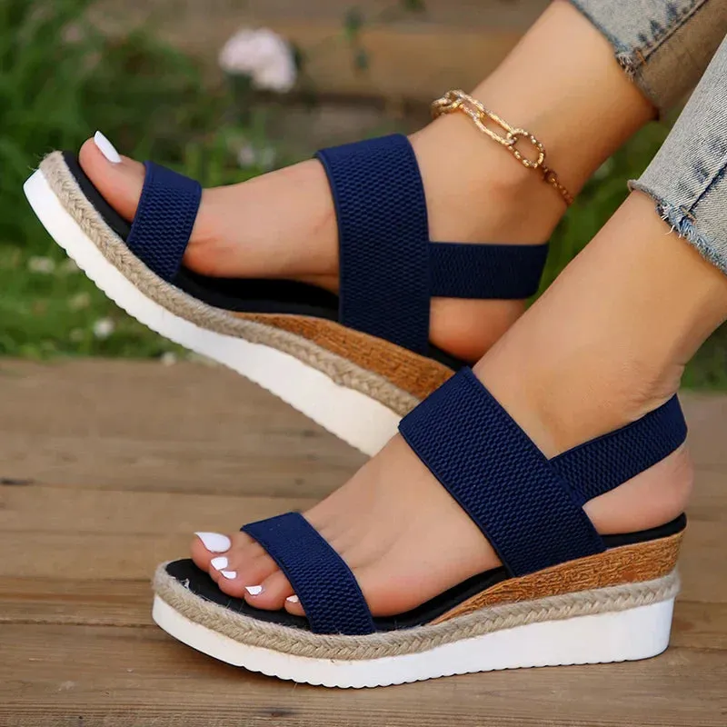 Elastic Strap Platform Sandals | Lightweight & Comfortable | Casual Wear