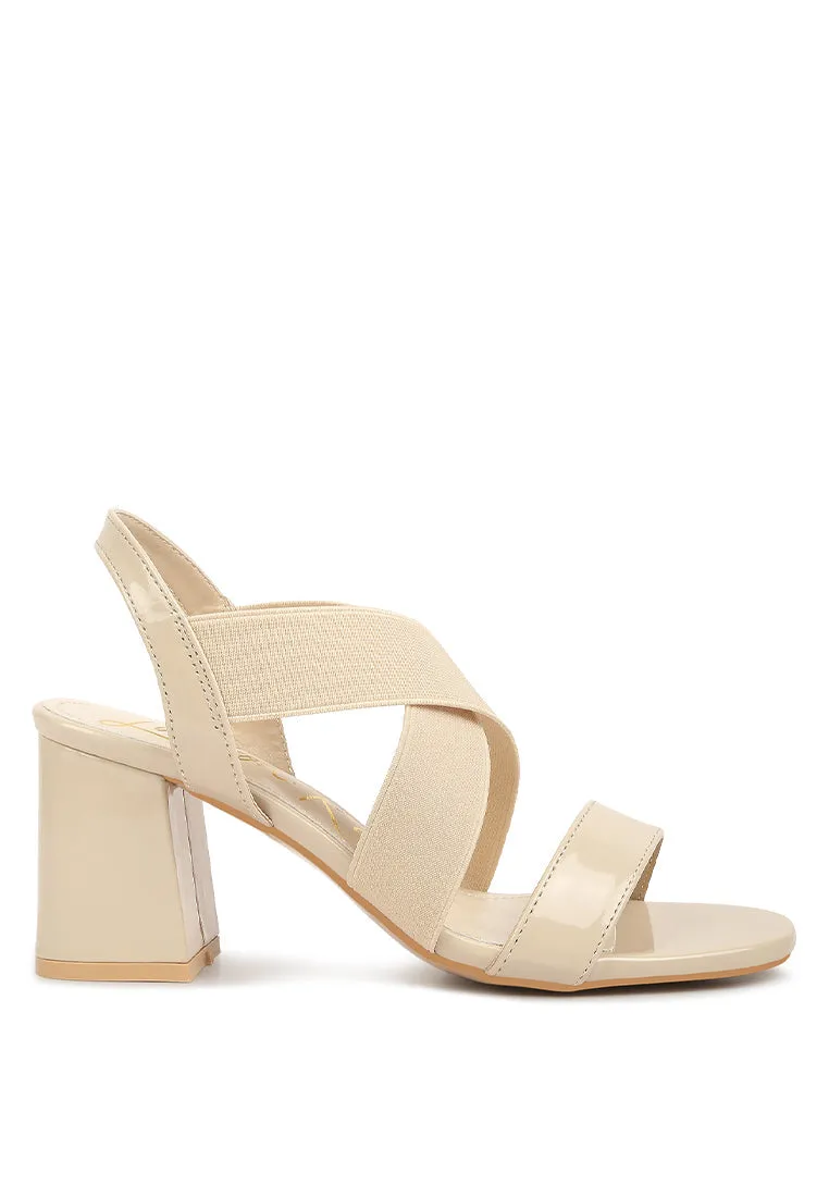 Elastic Straps Block Heel Sandals