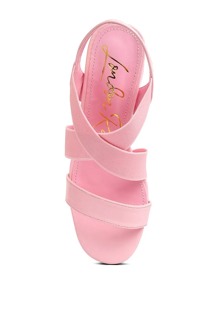 Elastic Straps Block Heel Sandals