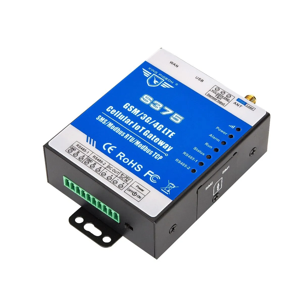 Ethernet Modbus MQTT IoT Gateway (Ethernet RJ45,1TH,USB,2 RS485)