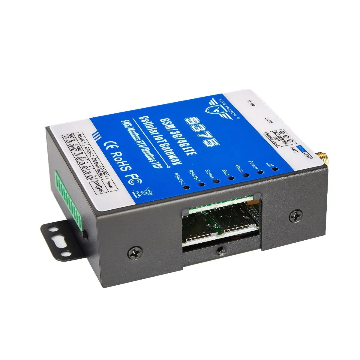 Ethernet Modbus MQTT IoT Gateway (Ethernet RJ45,1TH,USB,2 RS485)