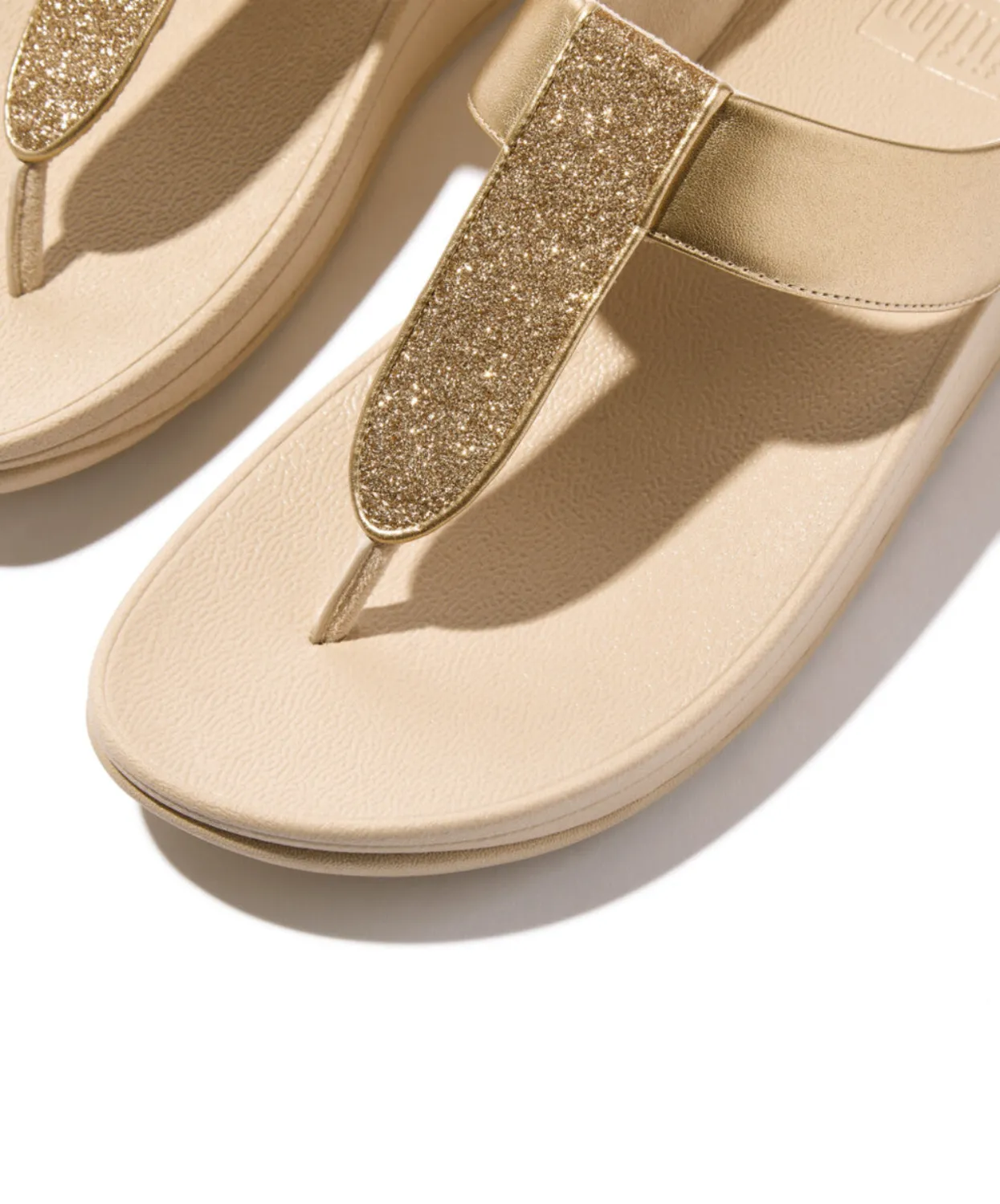 Fitflop Fino Glitterdust Metallic Toe-Post Sandals Platino