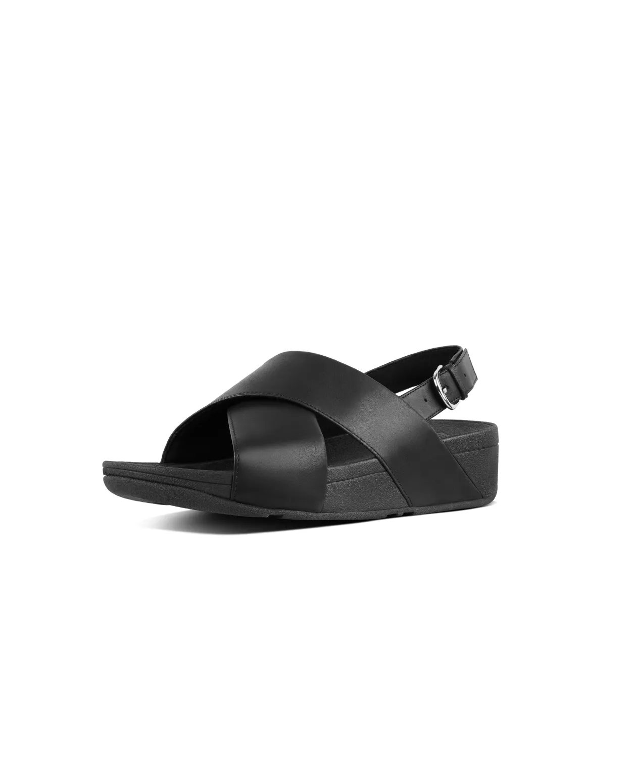 FitFlop Lulu Leather Cross Back Strap Sandals Black