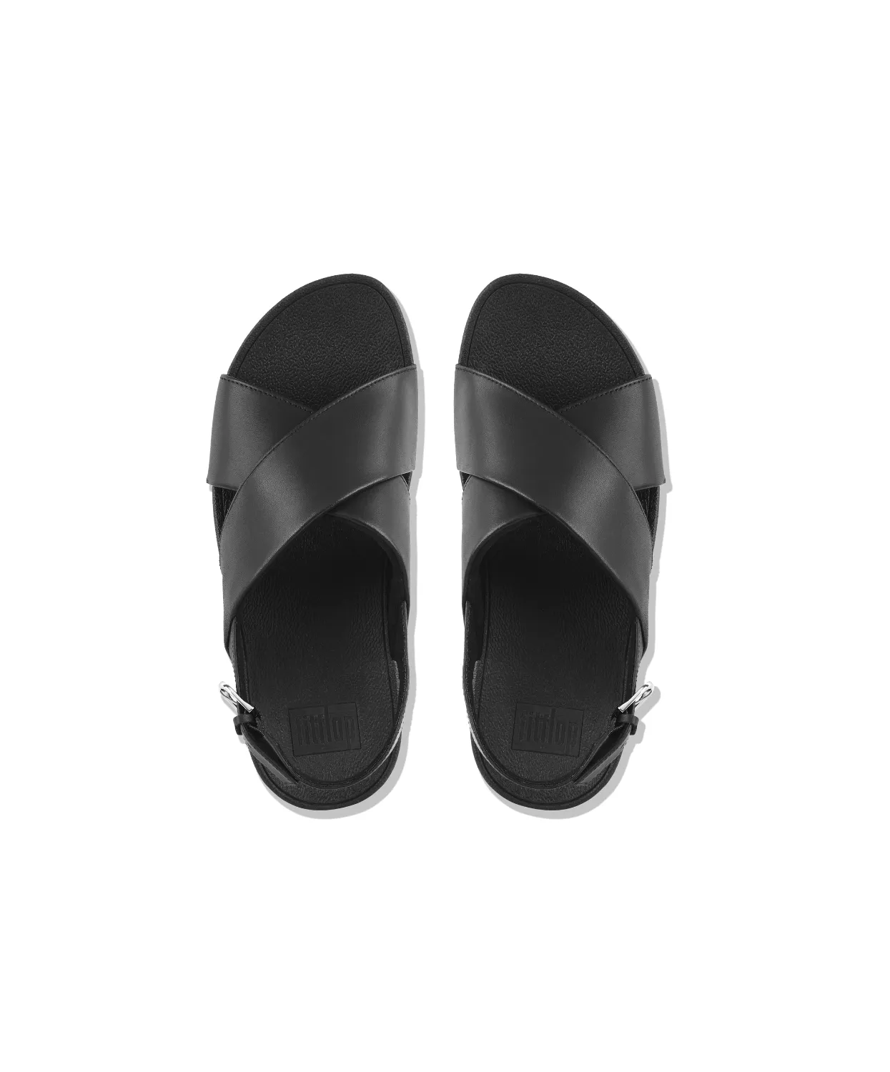FitFlop Lulu Leather Cross Back Strap Sandals Black