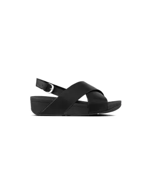 FitFlop Lulu Leather Cross Back Strap Sandals Black