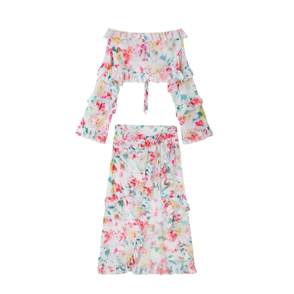 Floral Lace-Up Beach Dress