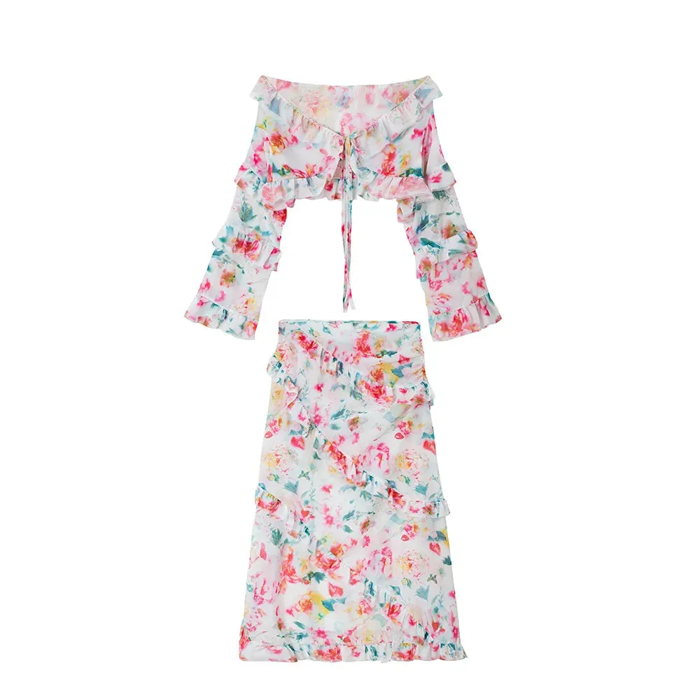 Floral Lace-Up Beach Dress