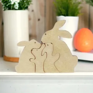 Four Bunny Family Wooden Spring Decoration