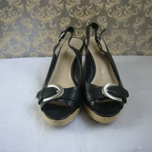 Franco Sarto Black Kendra Wedge Sandal - size 8 M